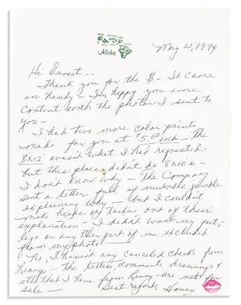 BRUCE, LENNY. Autograph Letter Signed, Love Lenny, to his father (Dear Father), with lock of hair from his wife Honey, in pencil,